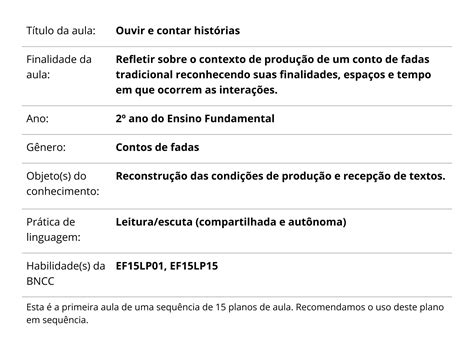 Plano De Aula Contação De História Educação Infantil Bncc