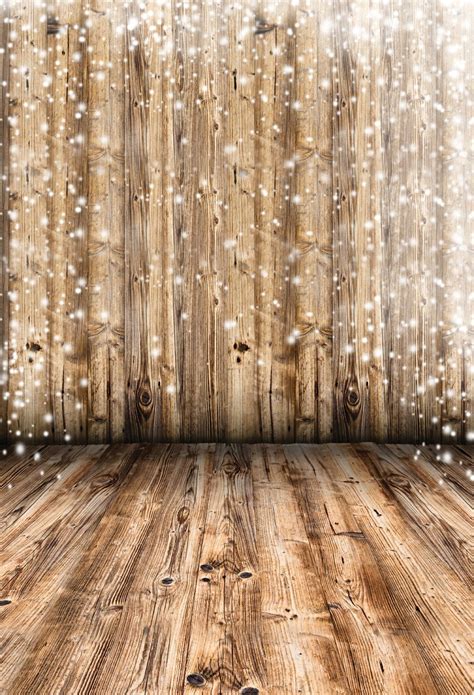 Mohome Polyster 5x7ft Christmas Brown Wood Wall Photography Backdrops