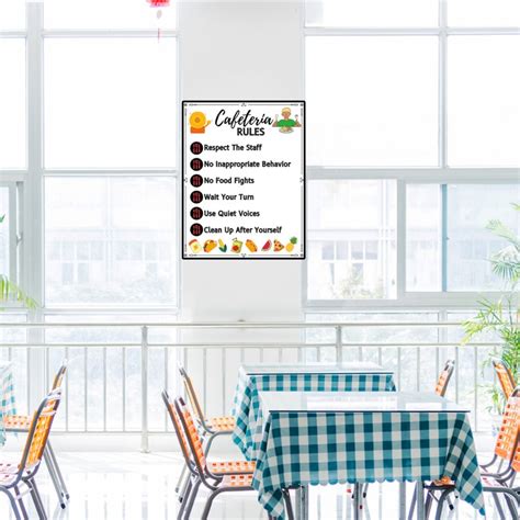 Editable School Cafeteria Rules Sign Lunchroom Decor Cafeteria Wall