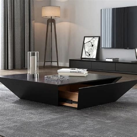 Modern Black Coffee Table With Storage Square Drum Coffee Table With 1