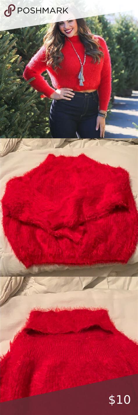 Red Fuzzy Sweater Worn Once Beautiful For Christmas ️😍super Fuzzy And