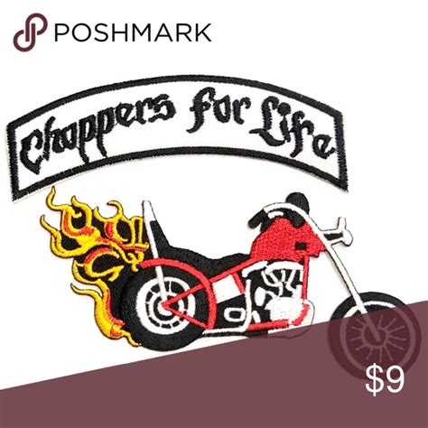 Motorcycle Patch Iron On Choppers For Life Flame Motorcycle Patches