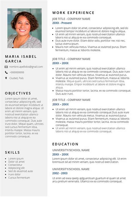 Modelo De Curriculum Vitae En Inglés Para Word Plantillas CurrÍculum