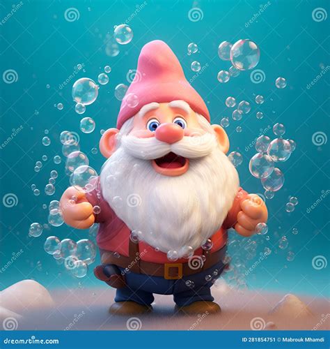 Cute Gnome With Bubbles Stock Illustration Illustration Of Sculptures