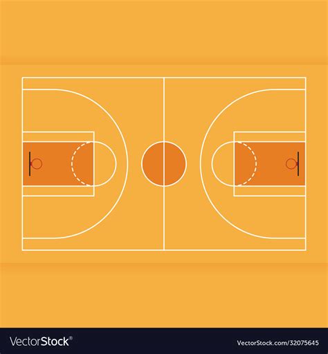 Basketball Court From Top View Flat Design Vector Image