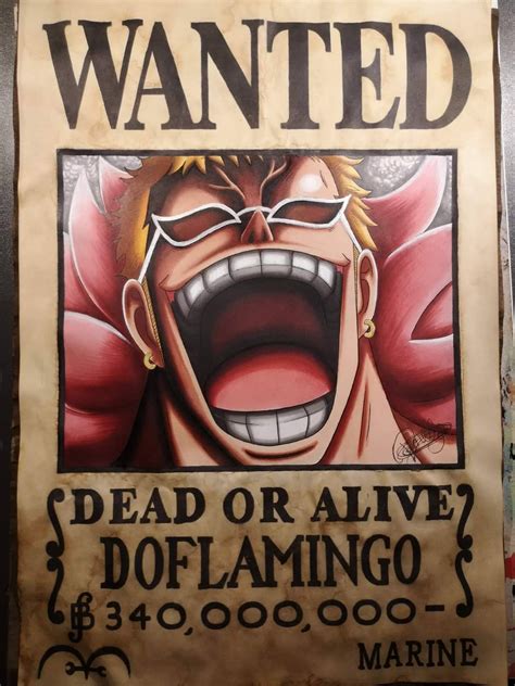 Drawing Wanted Poster Of Doflamingo One Piece By Loloow On Deviantart