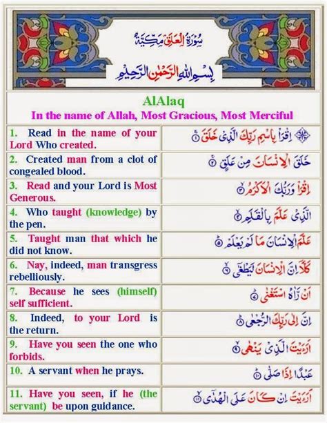 Read and learn surah alaq with translation and transliteration to get allah's blessings. Al Quran Digital-Arabic Bangla English Al-Alaq | Quran in ...