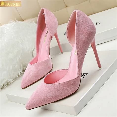 Sexy Side Cut Outs Womens Office Shoes 2018 New Fashion Shallow Women Pumps Solid Flock Pointed