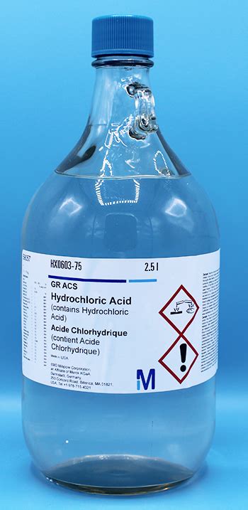 H 9a Hydrochloric Acid Acs Concentrated Pvc Coated Bottle H9a Nc Labs Products