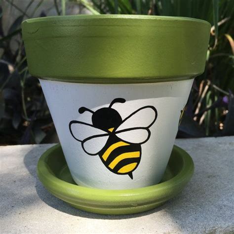 Bumble Bee Hand Painted Flower Pot By Flourishandpots On