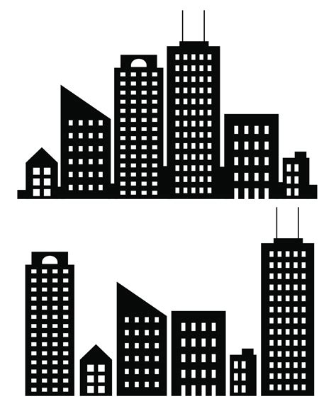 Building Vector Set Illustrations Of A Silhouette Of City Structures In