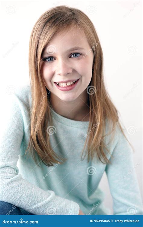 Tween Girl Smiling Stock Image Image Of Head Copy Space 95395045