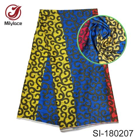 High Quality Nigerian Silk Fabric Digital Wax Fabric Printed Bright Color African Silk Fabric