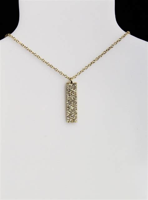 K Yellow Gold Diamond Vertical Bar Necklace Ct