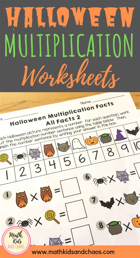 halloween multiplication worksheets math kids  chaos