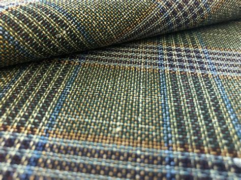 Wool Silk And Linen Blend Tartan Plaid In Moss Bandj Fabrics
