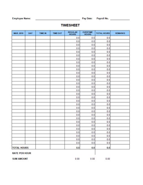 Printable Timesheet Template If You Are Running A Company You Need