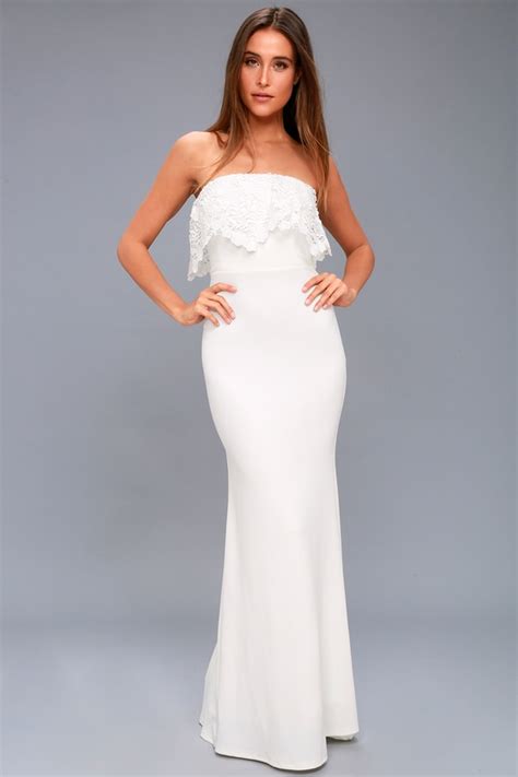 Stunning White Bridal Dress Lace Maxi Dress Lulus