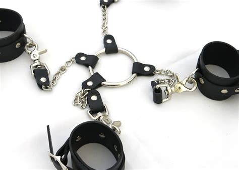 bdsm bondage kit wrist and ankle leather restraints with hog etsy