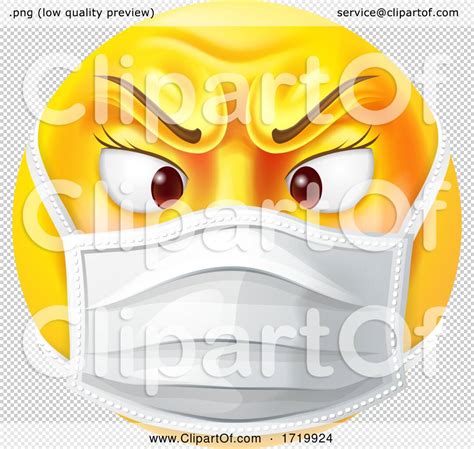 Angry Female Emoticon Emoji PPE Medical Mask Icon By