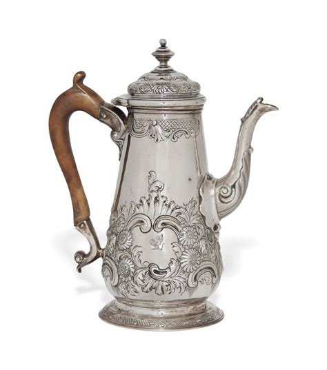 A George Ii Rococo Silver Coffee Pot Makers Mark Only Of Fuller