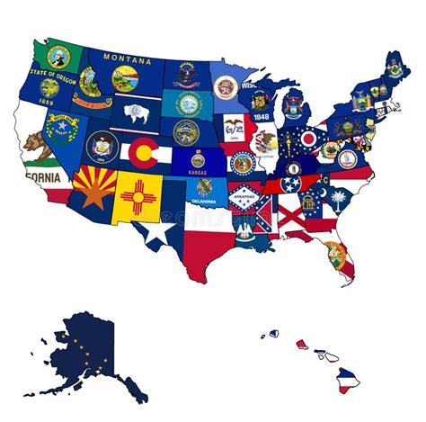 Usa State Flags On 3d Maps Stock Illustration Illustration Of Great