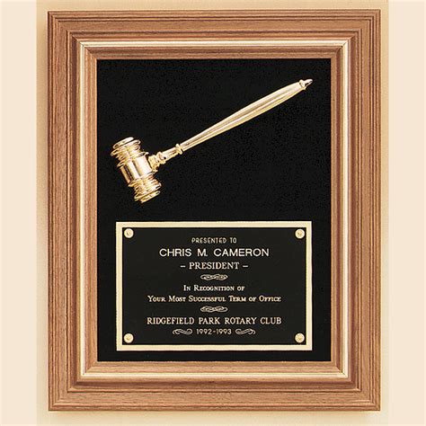 American Walnut Gavel Award Plaque — Vermont Awards And Engraving