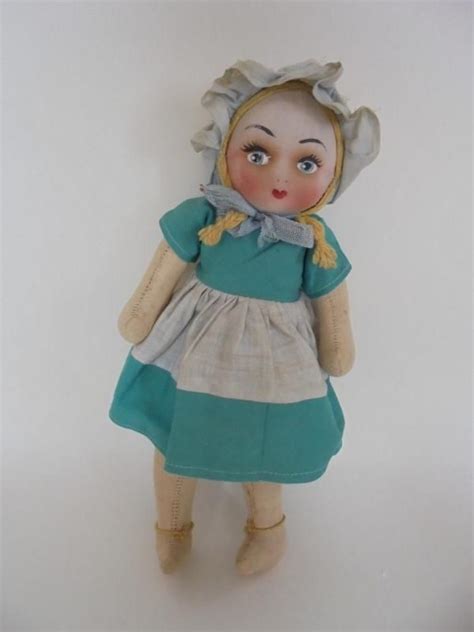 Mask Face Cloth Doll Rag Doll Circa 1930 40s Antique Vintage Dolls