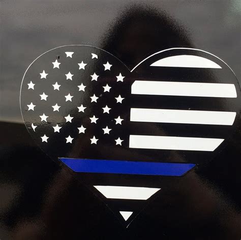Thin Blue Line Heart Decal Etsy