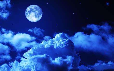 Wallpaper Moon Sky Clouds Blue Night 3840x2160 Uhd 4k Picture Image Images