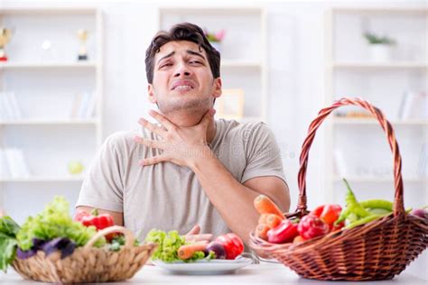 The Young Man In Healthy Eating And Dieting Concept Stock Photo Image