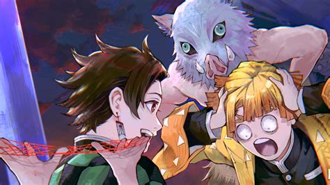 Tanjiro Zenitsu Y Inosuke Em 2021 Animes Wallpapers Desenhos De Anime