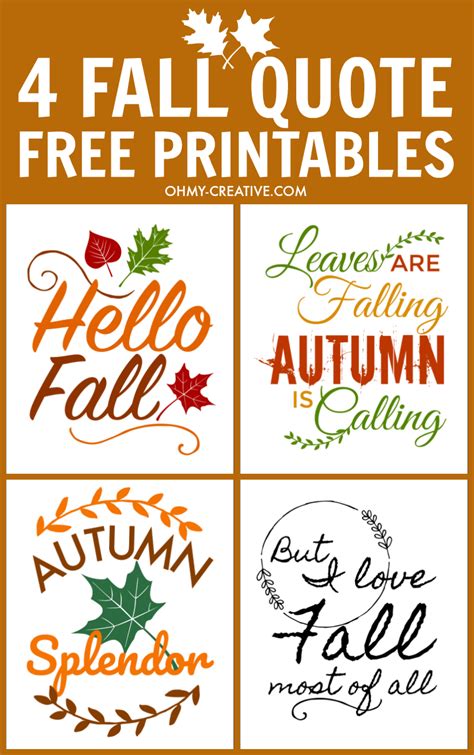 Fall Quotes Free Printables For Autumn Oh My Creative