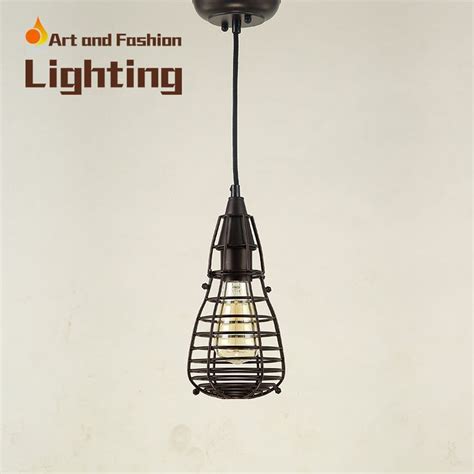 American Vintage Industrial Pendant Light Creative Wrought Iron Cage