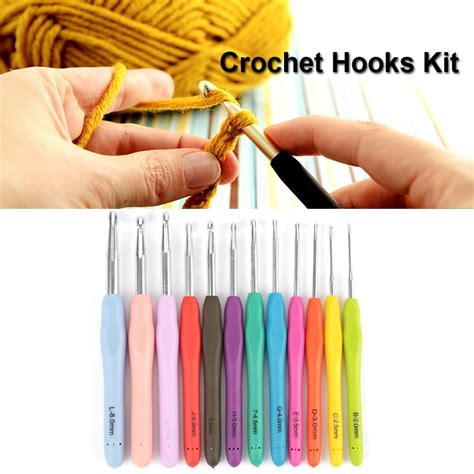 Otviap 12pcs Extended Crochet Hooks Needles With Accessories Hand Weave