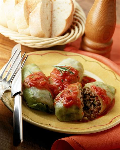 This Recipe For Polish Stuffed Cabbage Rolls With Tomato Sauce Or
