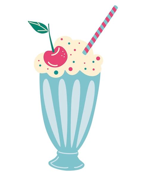 Premium Vector Milkshake With Whipped Cream And Cherry Smoothie