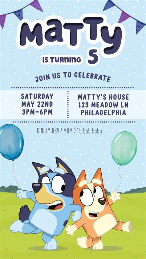 Bluey Invitation Bluey Birthday Party Bluey Birthday Invite Etsy In