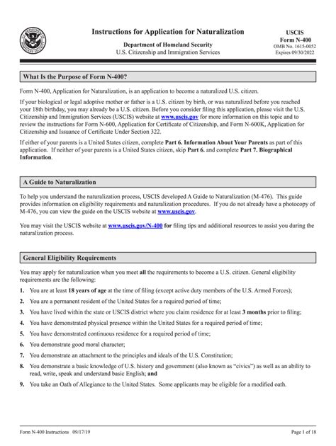2019 2024 Form Uscis N 400 Instructions Fill Online Printable