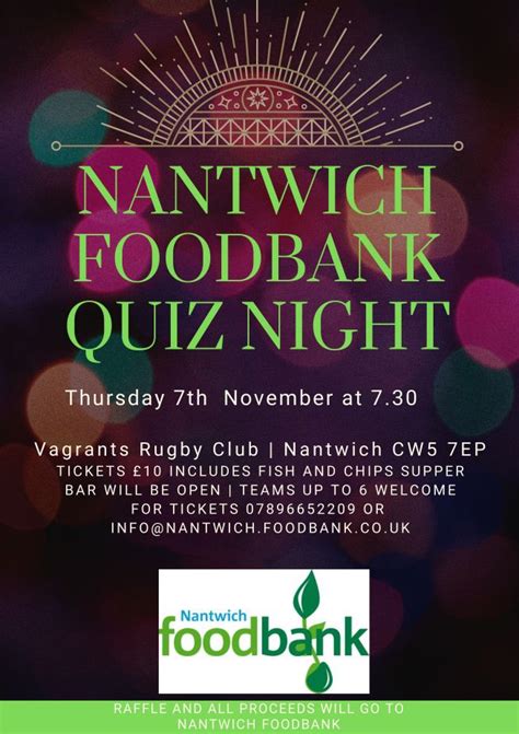 Quiz Night 7th November 2019 Nantwich Foodbank