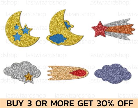 Star And Moon Snap Clip Svg Cloud Clip Celestial Svg Etsy