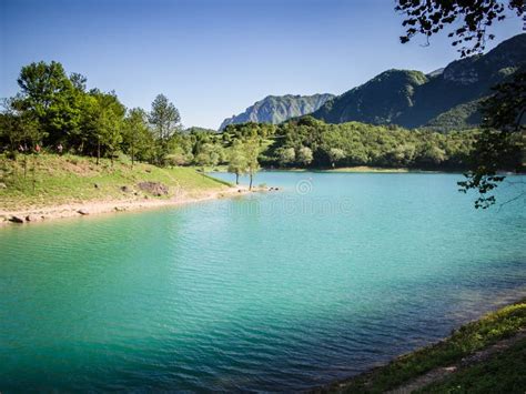 Lake Tenno Surrounded By Italian Alps Stock Photo Image Of Landscape