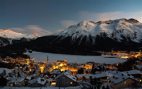 Download Wallpaper 3840x2400 Mountain Winter Village Snow Light Switzerland 4k Ultra Hd 16