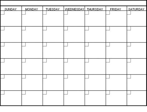 Blank Calendar 6 Weeks Start On Sunday Template Calendar Printable