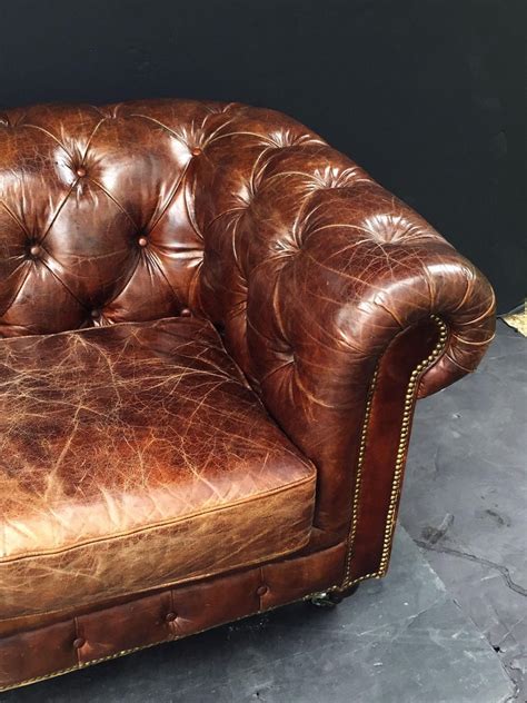 English Chesterfield Sofa Of Tufted Leather At 1stdibs