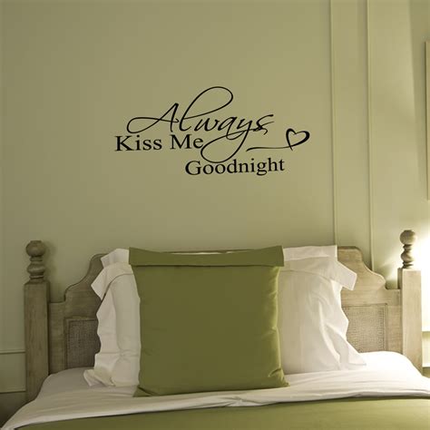 Always Kiss Me Goodnight Wall Decal Quote Vinyl Word Home Sticker Art Bedroom Decor Dp669