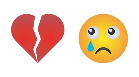Broken Heart Icon And Sad Emoji Vector Illustration 11893505 Vector Art
