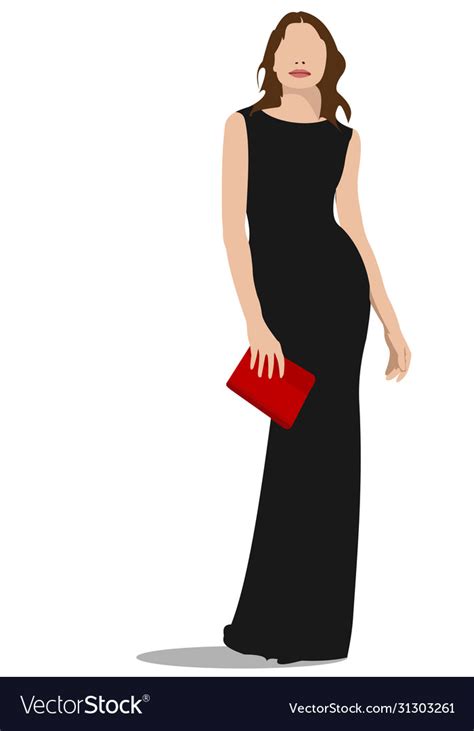 Young Women In Evening Gown Evening Dress Vector Image