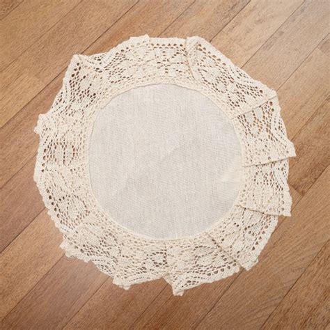 Lace And Embroidery Nostalgic Ecru Fabric Round Doilies With 6cm Cotton