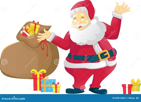 Santa Claus Carrying Sack Of Ts Stock Vector Illustration Of Happy